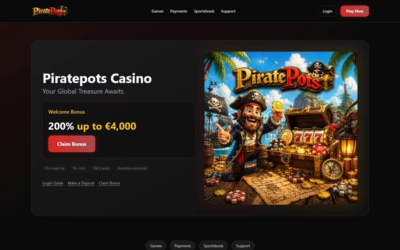 Kader 1: homepage / hero van het casino
