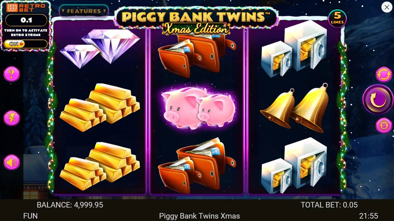 Schermbeeld uit de demosessie van Piggy Bank Twins Xmas
