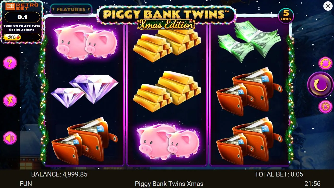 Schermbeeld uit de demosessie van Piggy Bank Twins Xmas