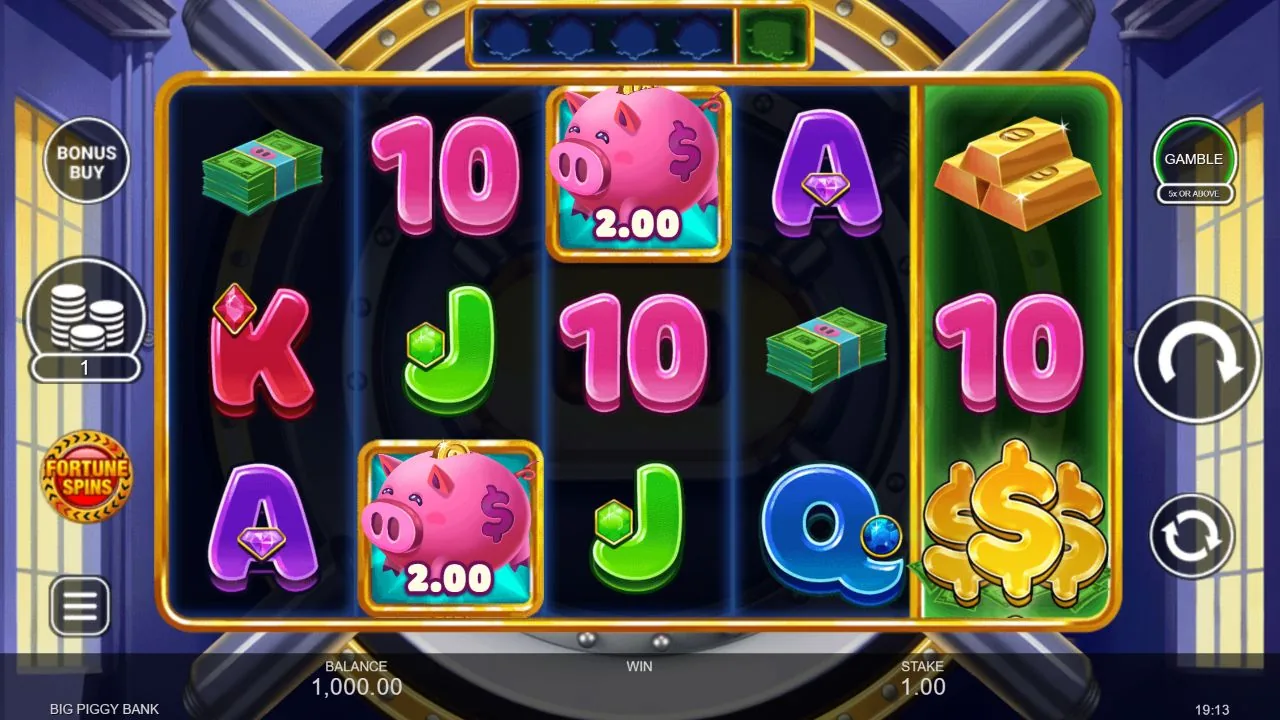 Schermbeeld uit de demosessie van Big Piggy Bank