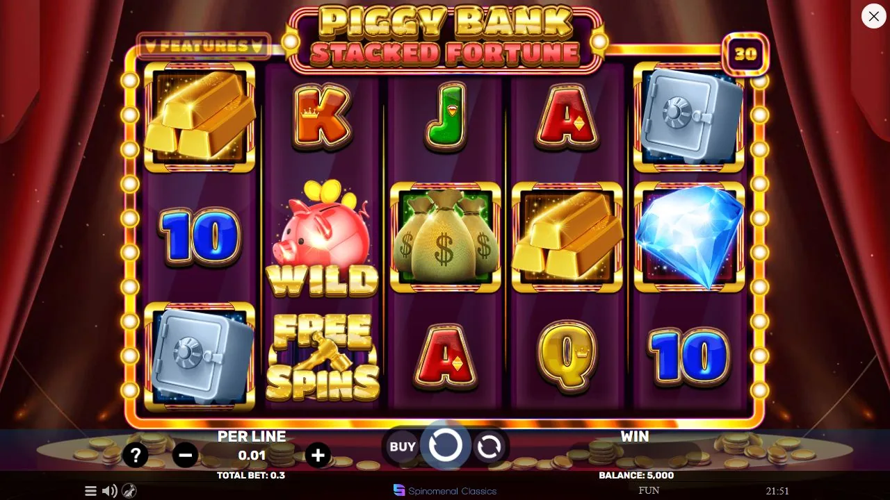 Schermbeeld uit de demosessie van Piggy Bank Stacked Fortune