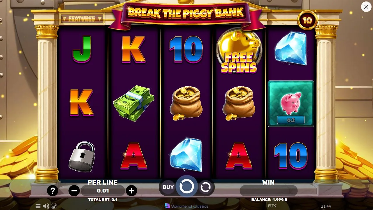 Schermbeeld uit de demosessie van Break The Piggy Bank