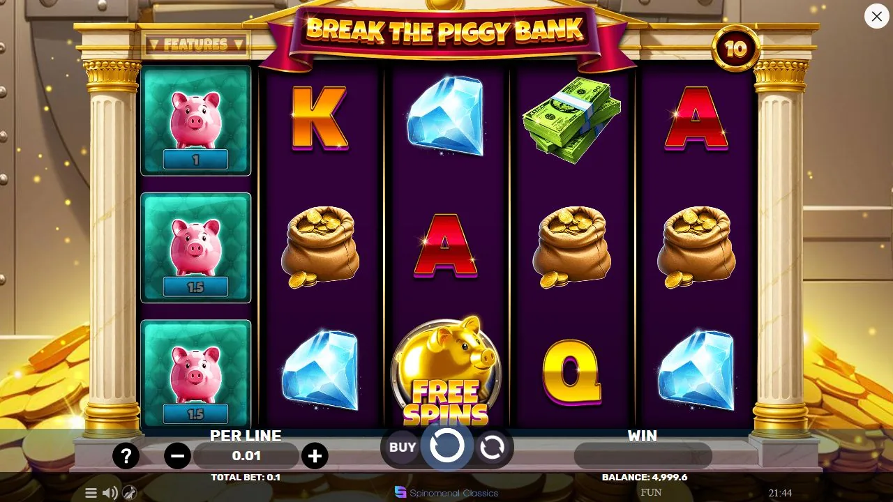 Schermbeeld uit de demosessie van Break The Piggy Bank