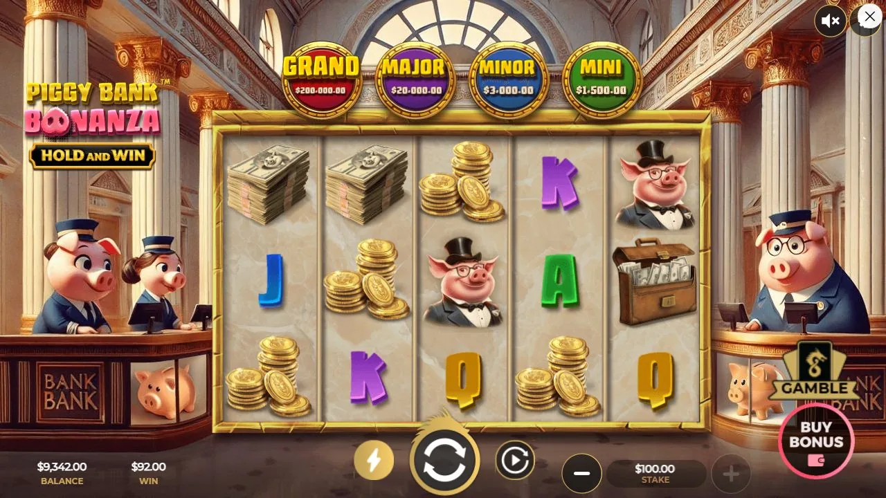Schermbeeld uit de demosessie van Piggy Bank Bonanza - Hold and Win