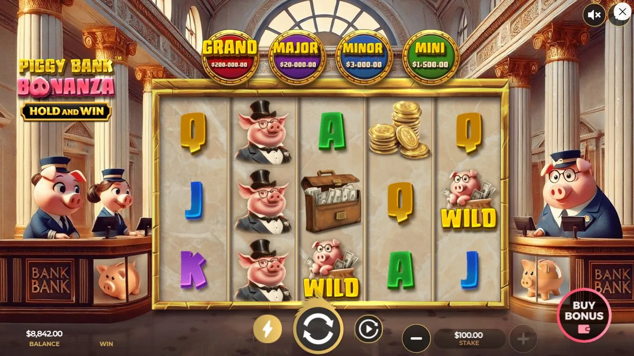 Schermbeeld uit de demosessie van Piggy Bank Bonanza - Hold and Win