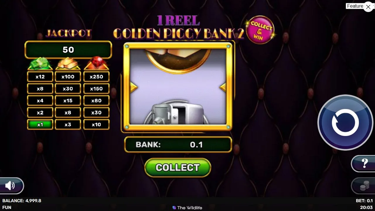 Schermbeeld uit de demosessie van 1 Reel Golden Piggy Bank 2