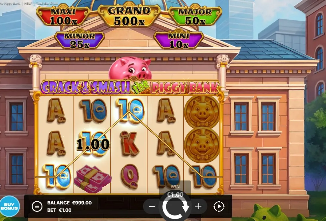 Schermbeeld uit de demosessie van Crack & Smash The Piggy Bank