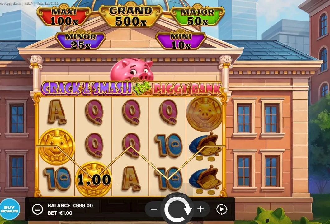 Schermbeeld uit de demosessie van Crack & Smash The Piggy Bank