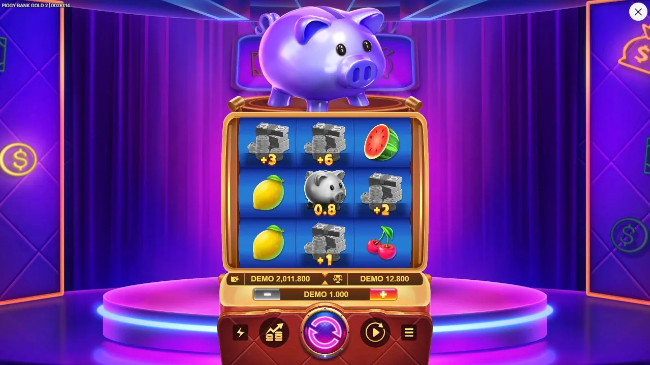 Schermbeeld uit de demosessie van Piggy Bank Gold 2