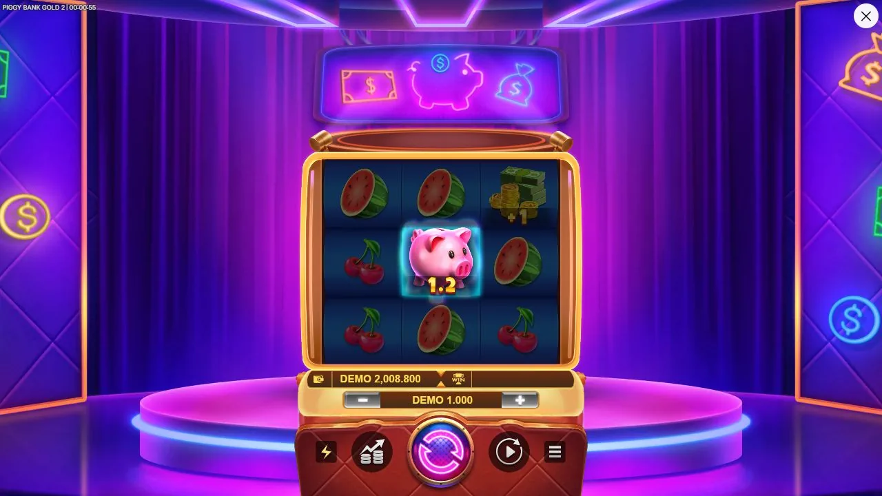Schermbeeld uit de demosessie van Piggy Bank Gold 2