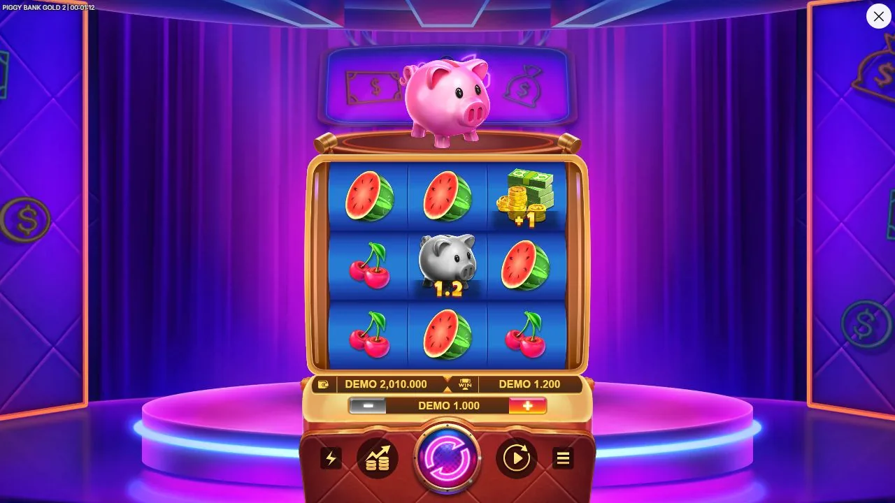 Schermbeeld uit de demosessie van Piggy Bank Gold 2