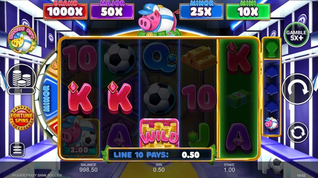 Schermbeeld uit de demosessie van Bigger Piggy Bank Soccer